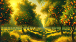 Beautiful Orange Orchard Art by Master Artists